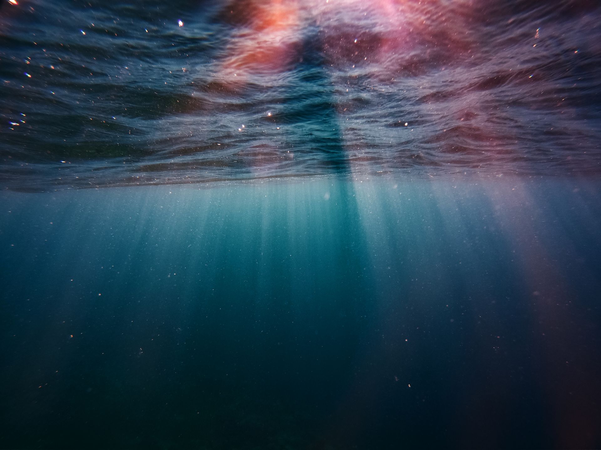 Sunlight seen through clear water